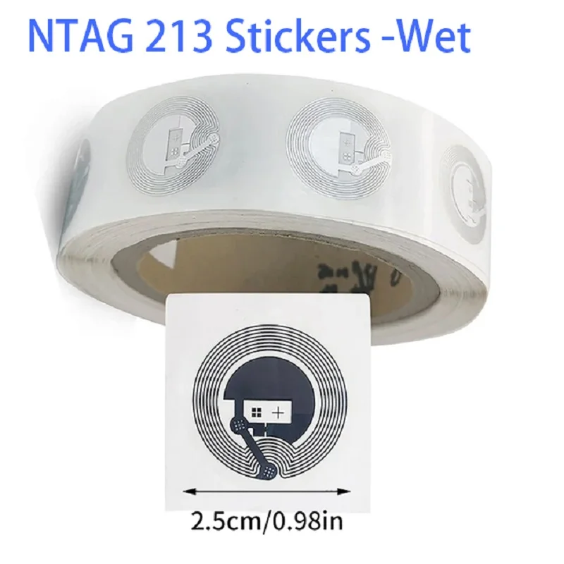50/100Pc NFC Wet Tags NTAG 213 Stickers Protocol Universal Label RFID Tags Changeable Re-Writtable Round Copy Transparent Label