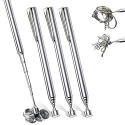Extendable Pickup Rod Stick Portable Rotatable Silver Magnetic Pickup with Retractable Pen Clip Magnet Suction Rod Hand Tools