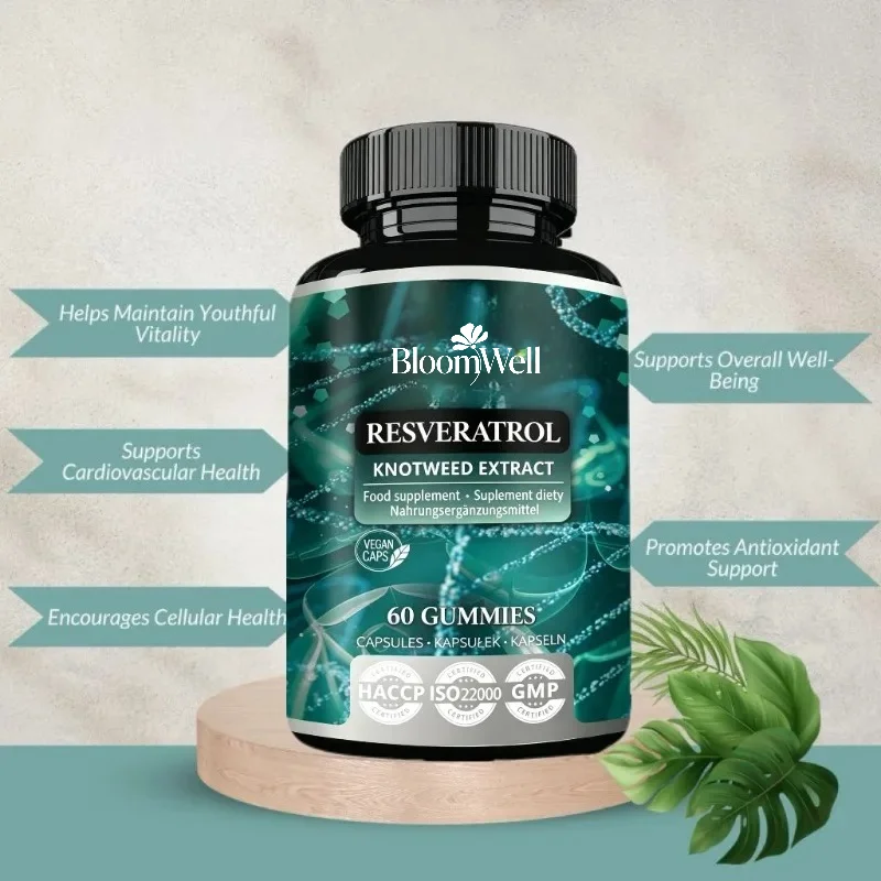 Resveratrol 400mg -60 Capsules Pure Vegetarian Capsules 98% From Japanese Tiger Cane Extract Natural Antioxidant