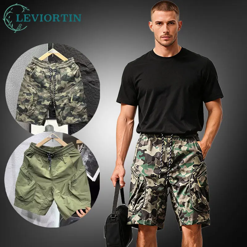 Sportwear Functional Camouflage Cargo Shorts For Men, Summer Thin Outdoor Tactical Hunting Shorts Pants With Multiple Pockets