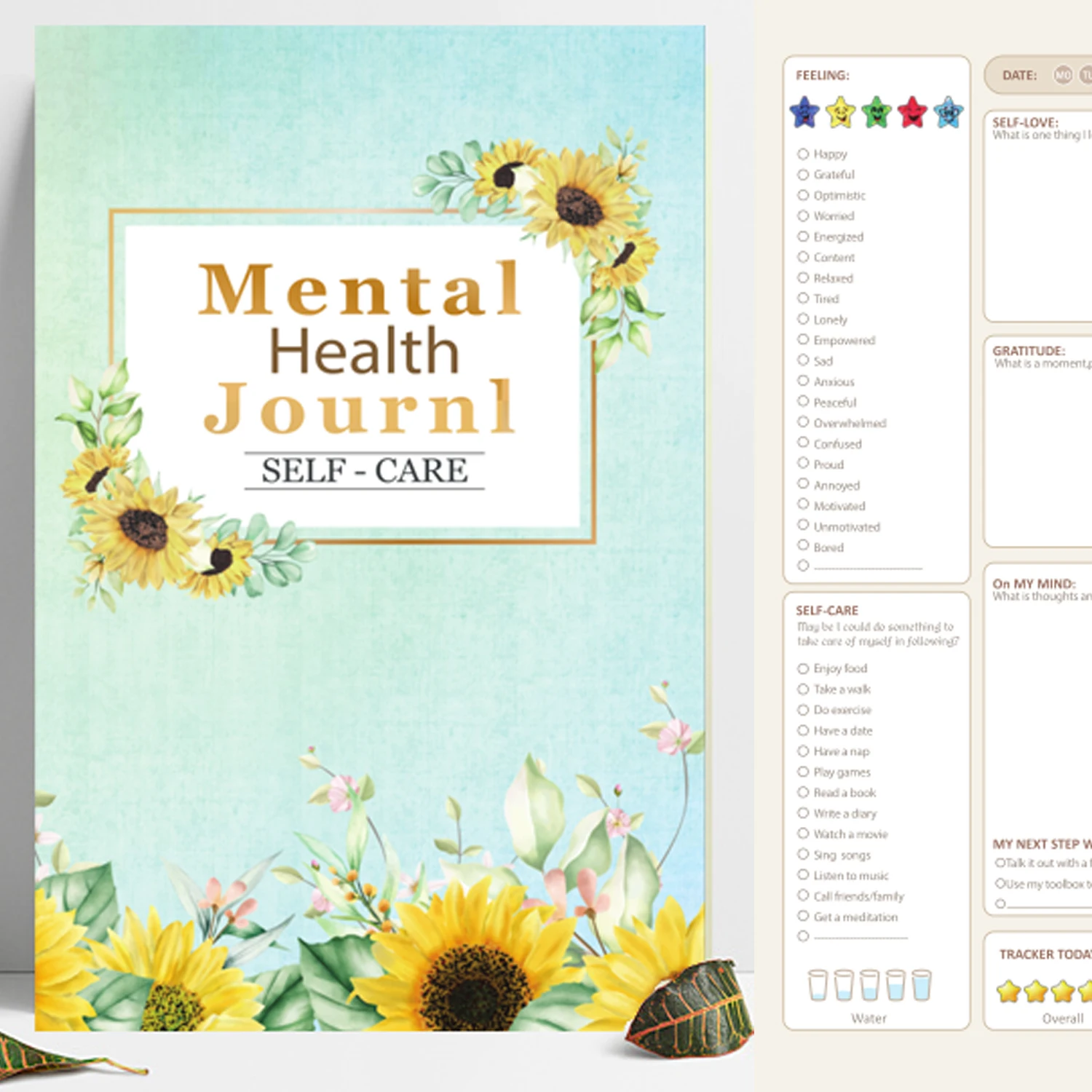 100-Day  Mental Wellness Journal -  Guided Diary for Self-Care, Meditation & Emotional Tracking - Mental Daily Journal