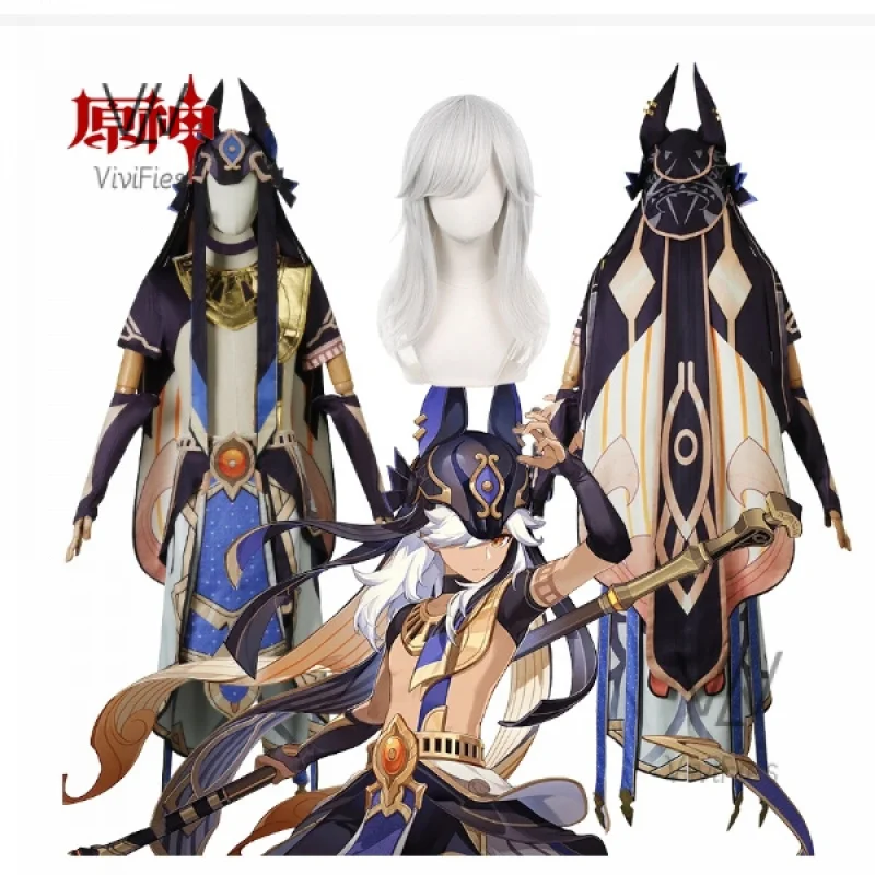 

Genshin Impact Cyno Cosplay Costume Carnival Uniform Wig Anime Halloween Costumes Women Game