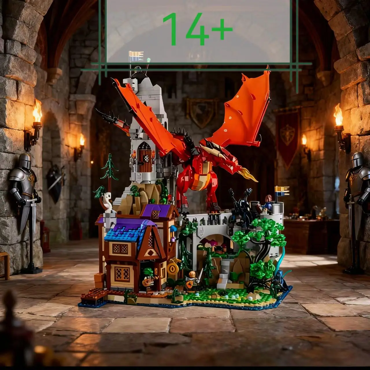 Nuovo 2024 Red Dragon Home Decoration 21348 ornamenti modello regali architettonici per bambini e adulti