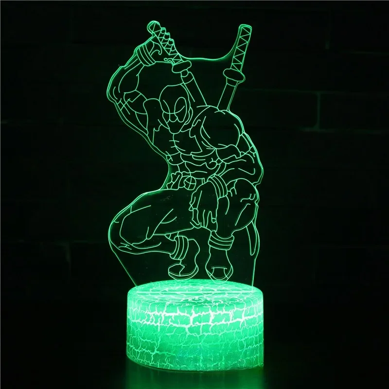 Marvel Avengers Anime 3D LED Nightlights Deadpool Lamp Colorful Changing Usb Night Lights Table Lamp Kid Christmas Birthday Gift