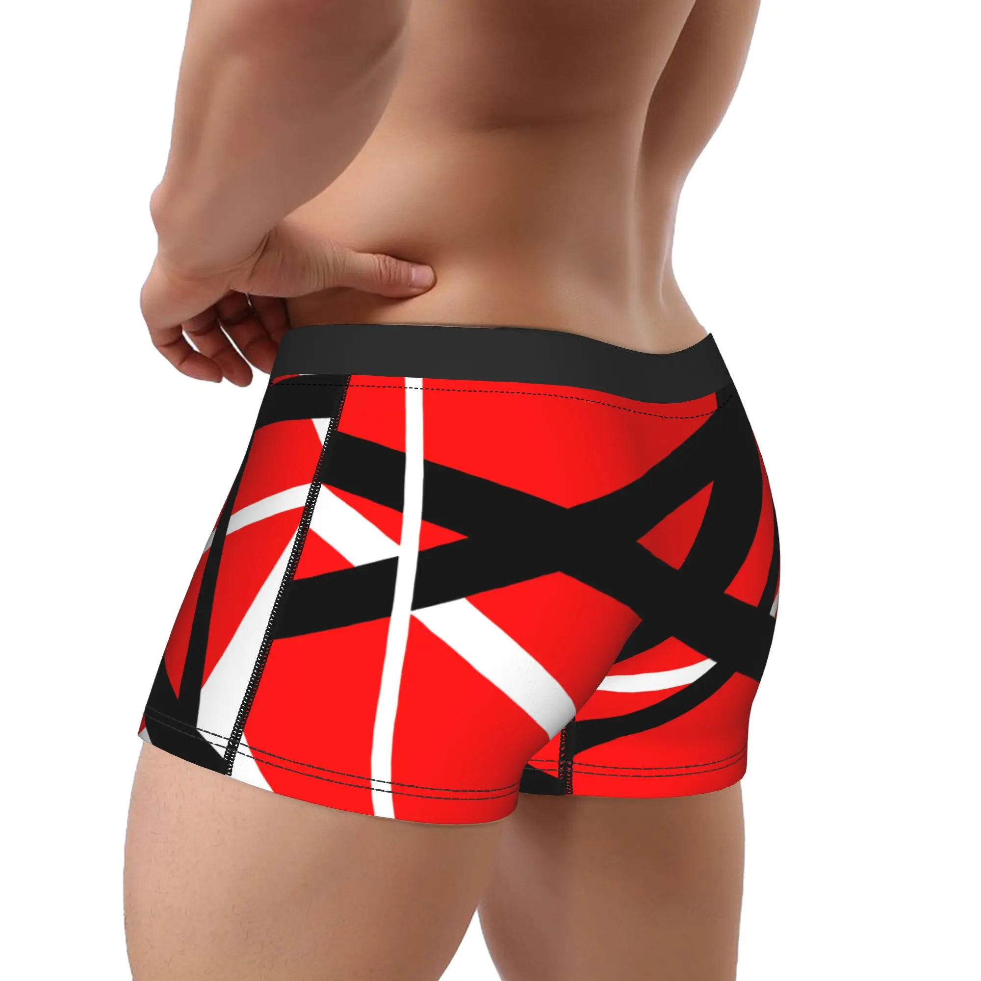 Van Halen Red And White Square With Lines Underwear Men Shorts Briefs Sexy Soft Boxershorts Trenky Customs Plus Size Underpants