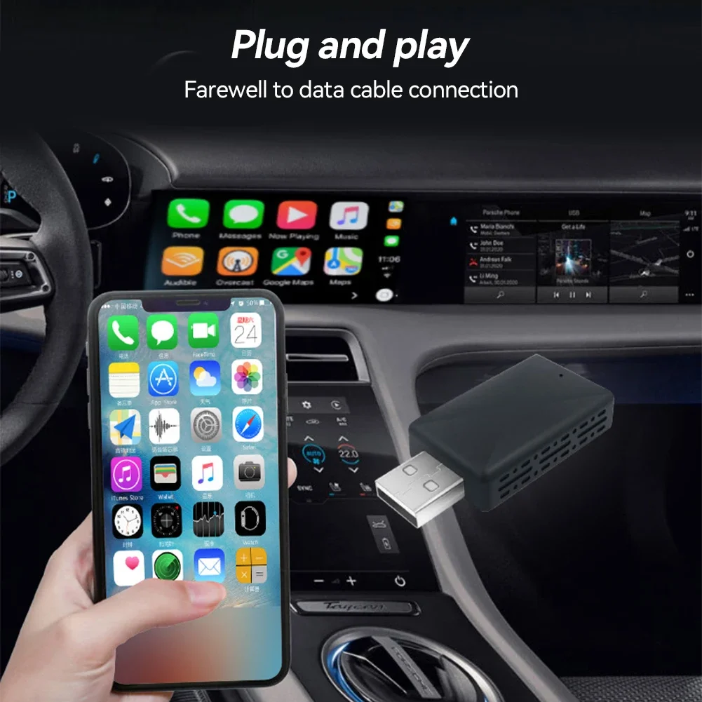 Mini Adaptador de Carplay Android Sem Fio, Auto Play e Plug para Benz, Audi, Kia, Chery, Jeep, Volvo, Hyundai, Porsche, VW, 2 em 1