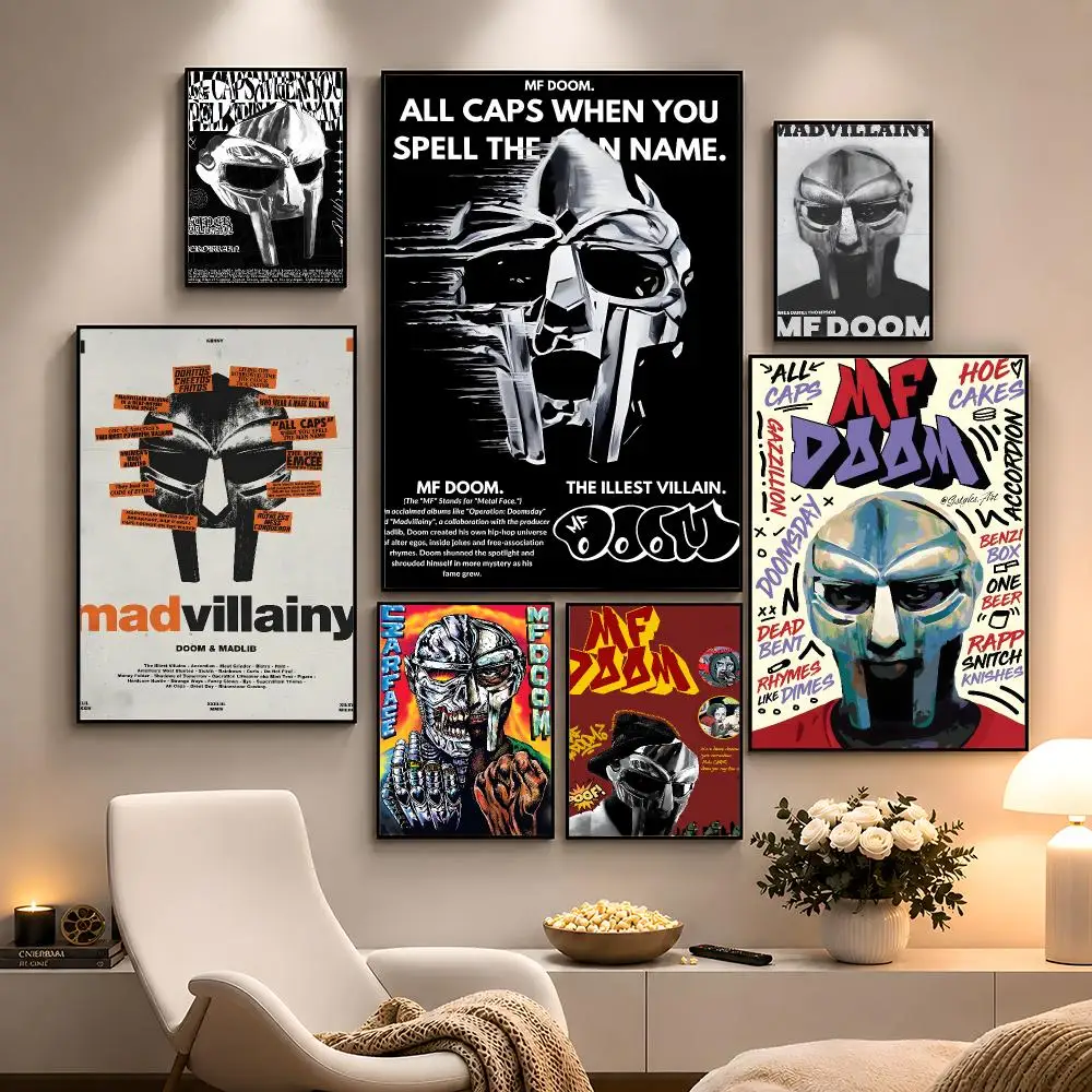Rapper MF DOOM Madvillainy Hip Hop Poster Peel And Stick Wall Art PP Waterproof HD Bedroom Living Room Home Decor Gift