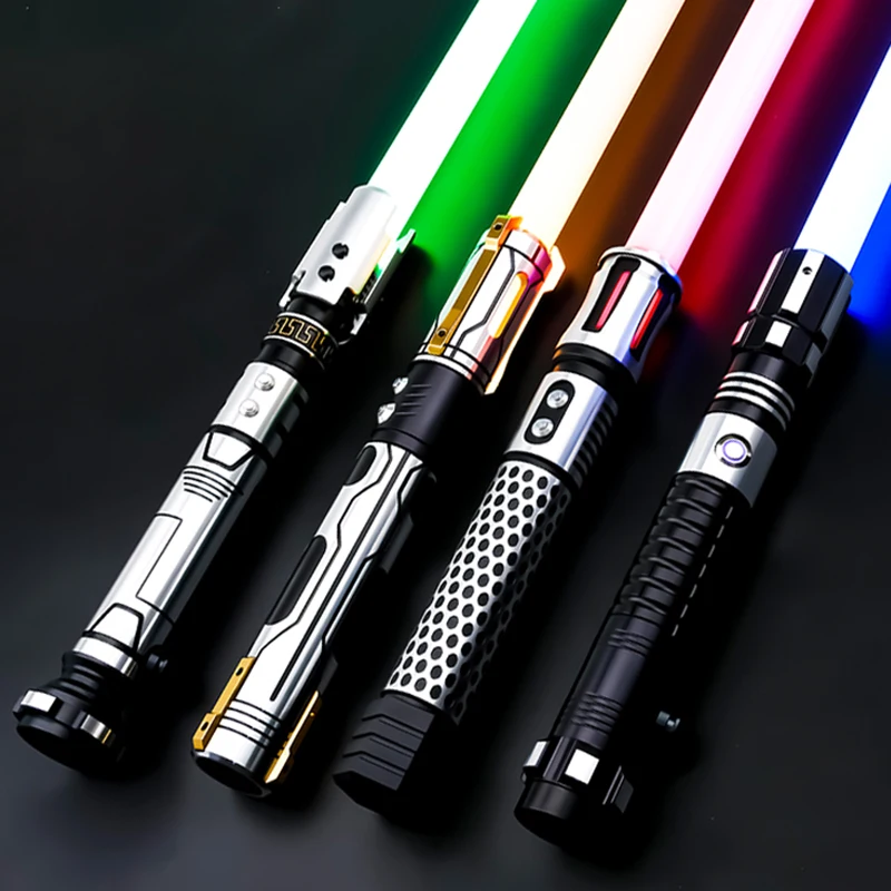 Metal Lightsaber Smooth Swing Heavy Dueling RGB Hilt FOC Blaster Toys Jedi Laser Sword Cosplay Toys For Kids