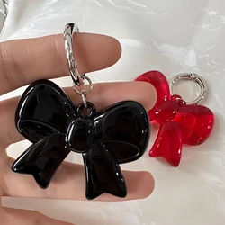 Simple Big Red Acrylic Large Bowknot Keychain for Bag Sweet Temperament Black Red Bow Knot Pendant Keyring Phone Accessories