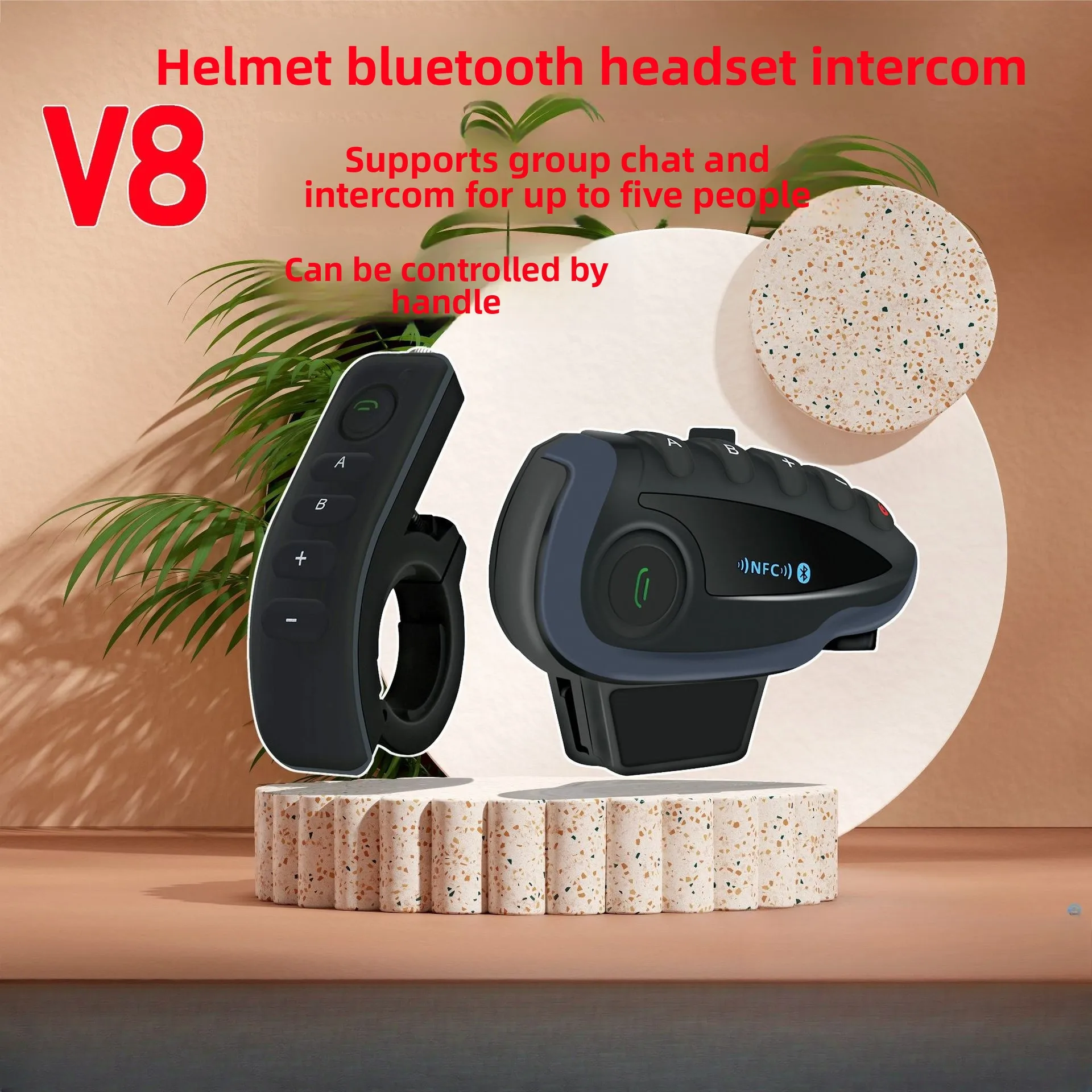 

Поддержка пятиместного группового чата, домофон с ручкой, велосипедный шлем, Bluetooth-гарнитура, рация V8