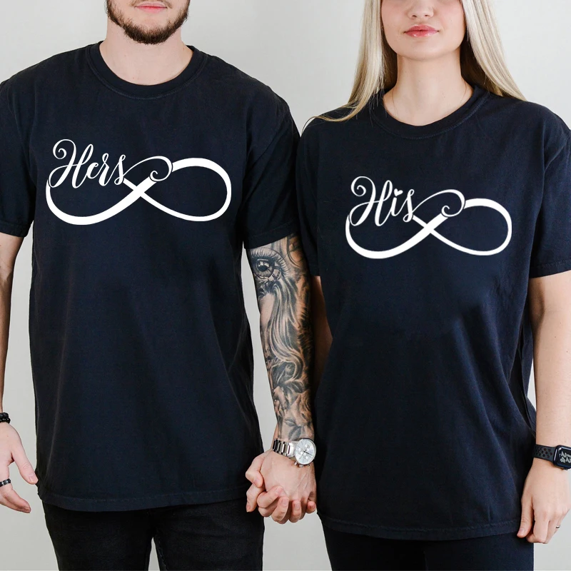 

Graphic Tshirt Letter Casual Matching Couples Shirt His Link Her Short Sleeves Valentine Love Graphic Couple Y2k Fashion T-shirt