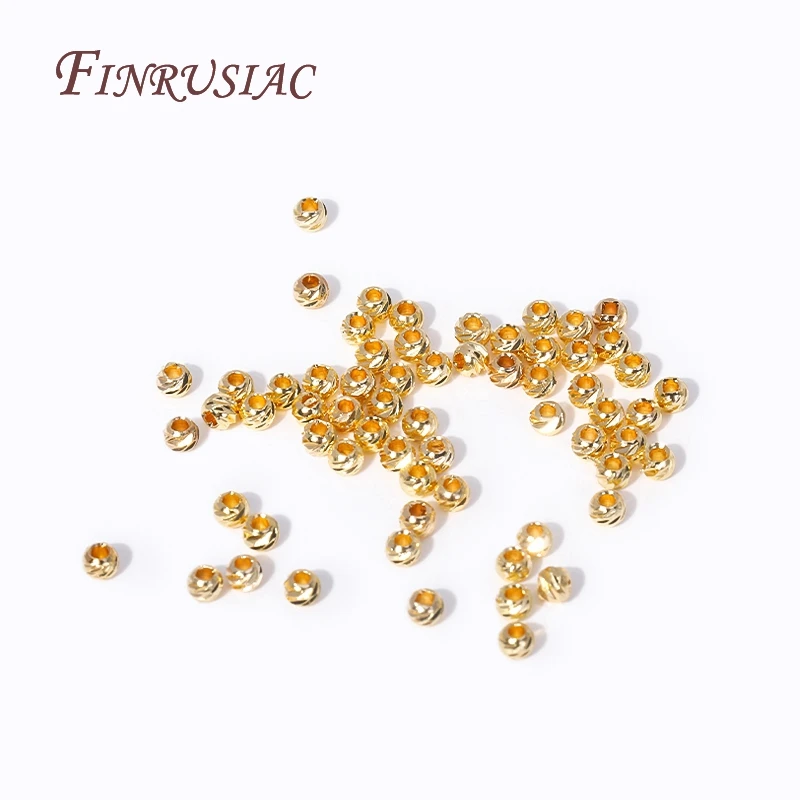 Wholesale 3 Types 18K Real Gold Plated Beads Shiny Small Round Spacer Beads Brass Metal Gold Separators Beads For Jewelry Making