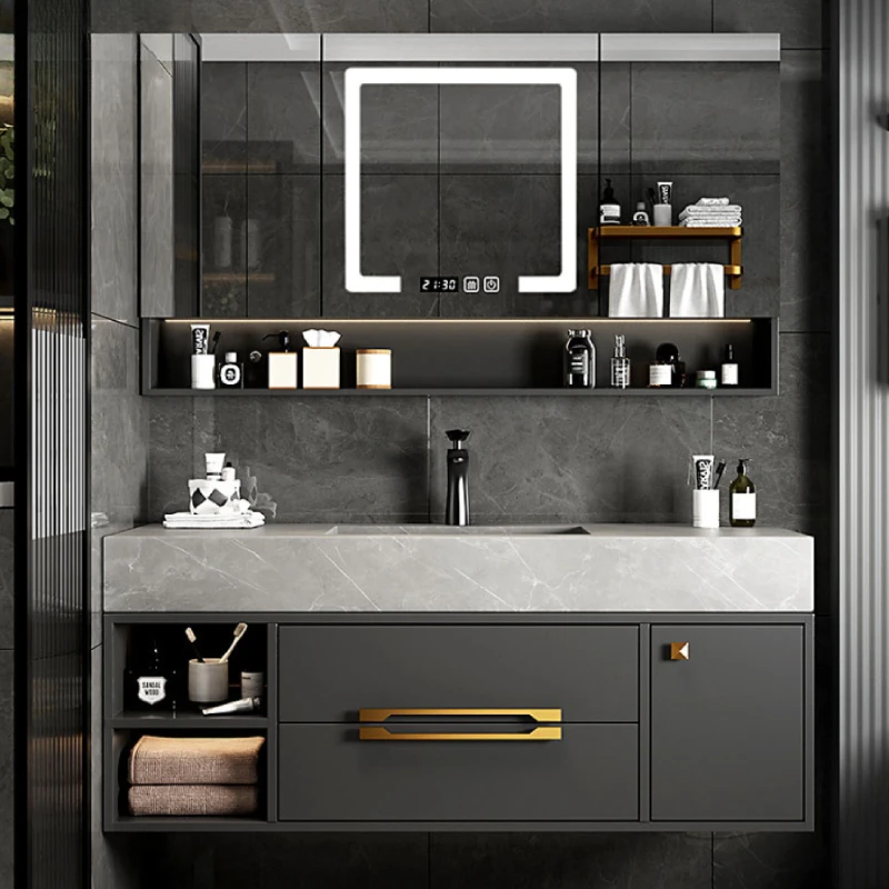 

Premium GalaxyHome Illuminated Smart Mirror Vanity Set Modern Storage Bathroom Washroom Mirror Cabinet With Led Light