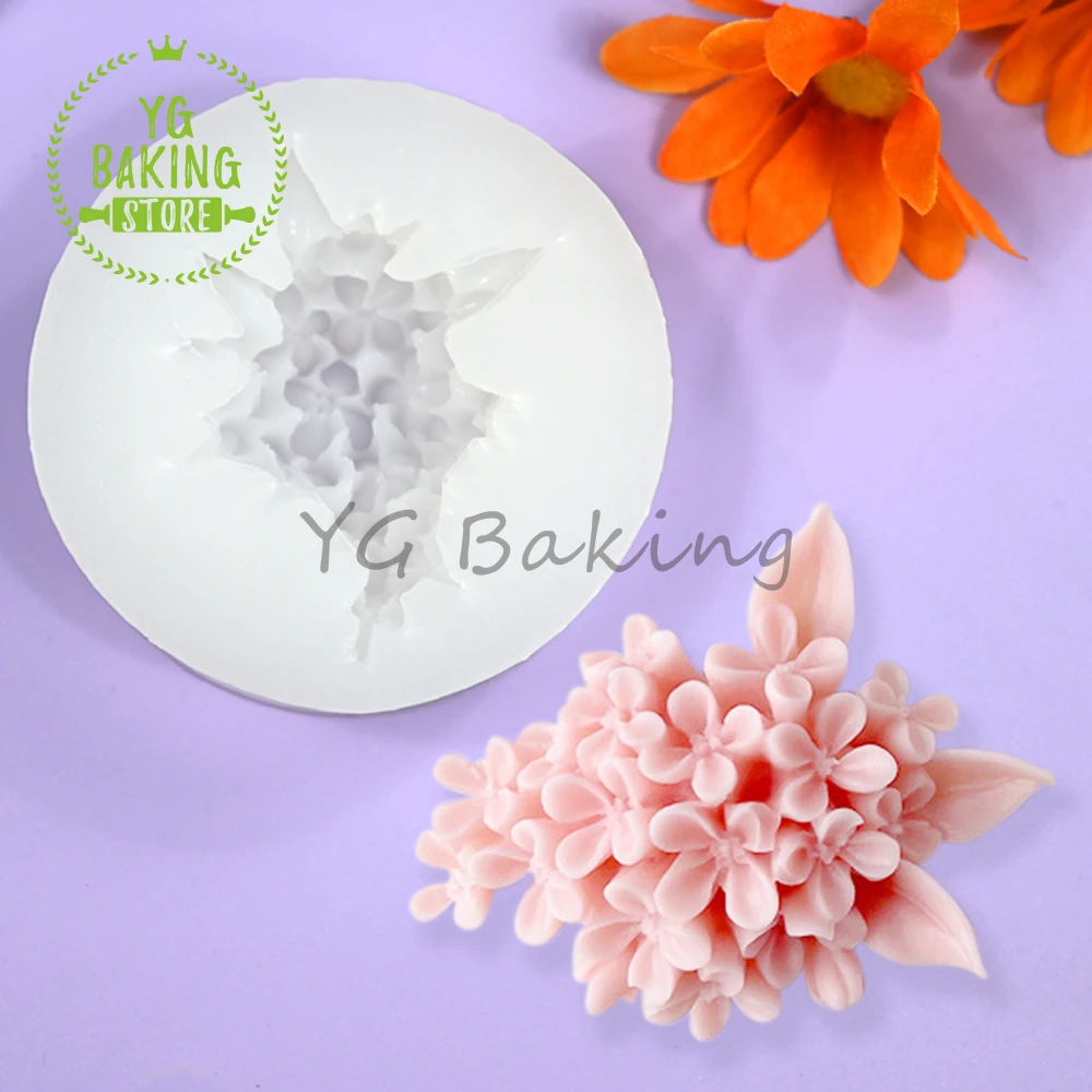 3D Lilac Flower Cluster Aromatherapy Gypsum Silicone Mould DIY Candle Model Fondant Chocolate Mold Cake Decorating Tool Bakeware