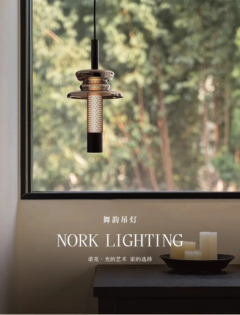 Nordic LED Pendant Light Bedroom Bedside Glass