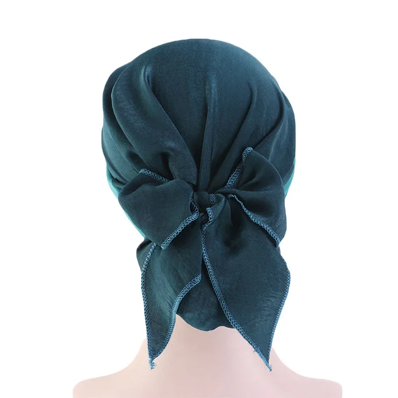 Moslim Vrouwen Haaruitval Kanker Chemo Cap Tulband Beanie Islamitische Hoofd Wrap Lange Staart Ruche Pre-Gebonden Bandana Tichel hoofddeksels