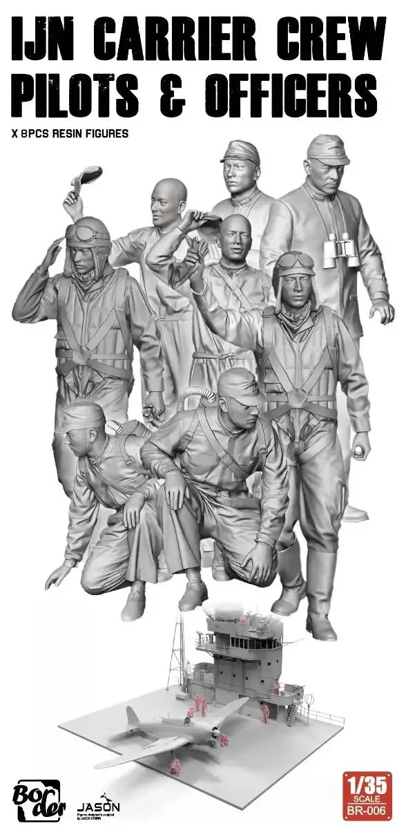 Border BR-006 1/35 WWII IJN CARRIER CREW PILOTS & OFFICERS X 8PCS RESIN FIGURES