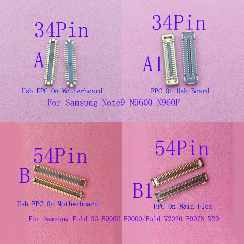 

1-10Pcs Usb Charger Lcd Display FPC Connector Plug For Samsung Galaxy G973 S10E G970 Note 9 S10 Plus G975 Fold S10Plus 54 64 Pin