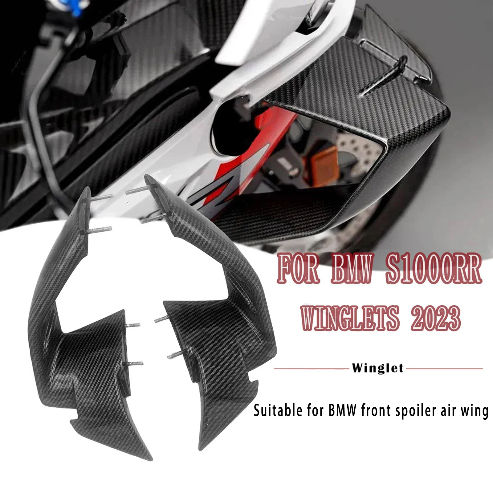 

For BMW S1000RR M1000RR 2023 2024 Motorcycle ABS Carbon Fiber Windshield Wing Fairing Front Aerodynamic Spoiler Winglets