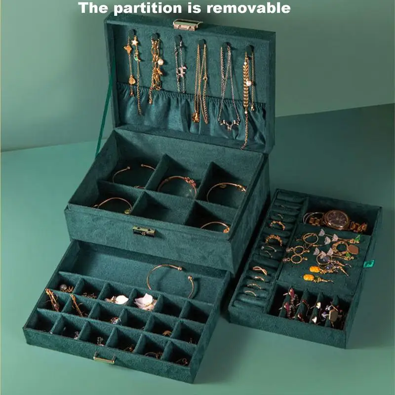 

Шкатулка для драгоценностей, винтажная уникальная красивая шкатулка для драгоценностей, 3-х ярусная шкатулка-органайзер, прямоугольная шкатулка с сокровищами, декоративная шкатулка на память