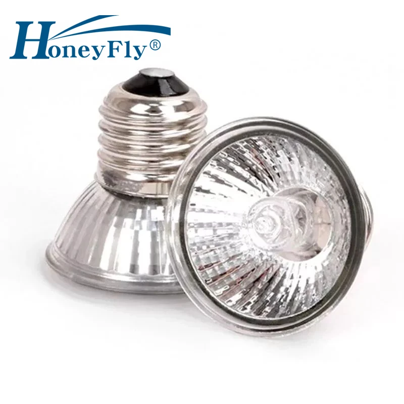 HoneyFly 5pcs MR16 Pet Infrared Heating Halogen Lamp E27 220V 25W/50W/75W Reptile Turtle Lizard Heater Bulb for Pets Bird Snake