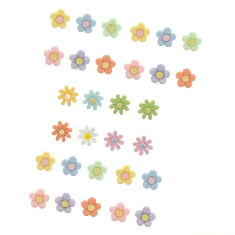 QX2E Decorative Flower Charms in Varied Tones for DIY Crafts, Creative Color Pairing, Workshops and Individual Craft Projects
