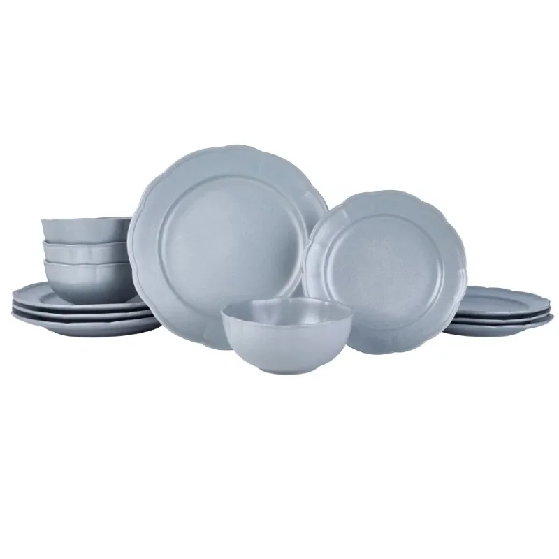 

Tool Scallop Stoneware Dinnerware 12 Piece Set Cornflower Blue by Drew Barrymore