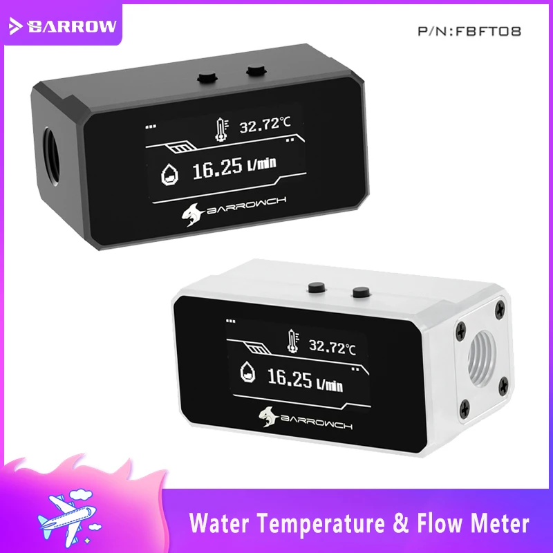 

Barrow OLED Digital Watercooler Display Thermometer / Flow Meter System Monitor,High Temperature Alarm G1/4" Watercooling Custom