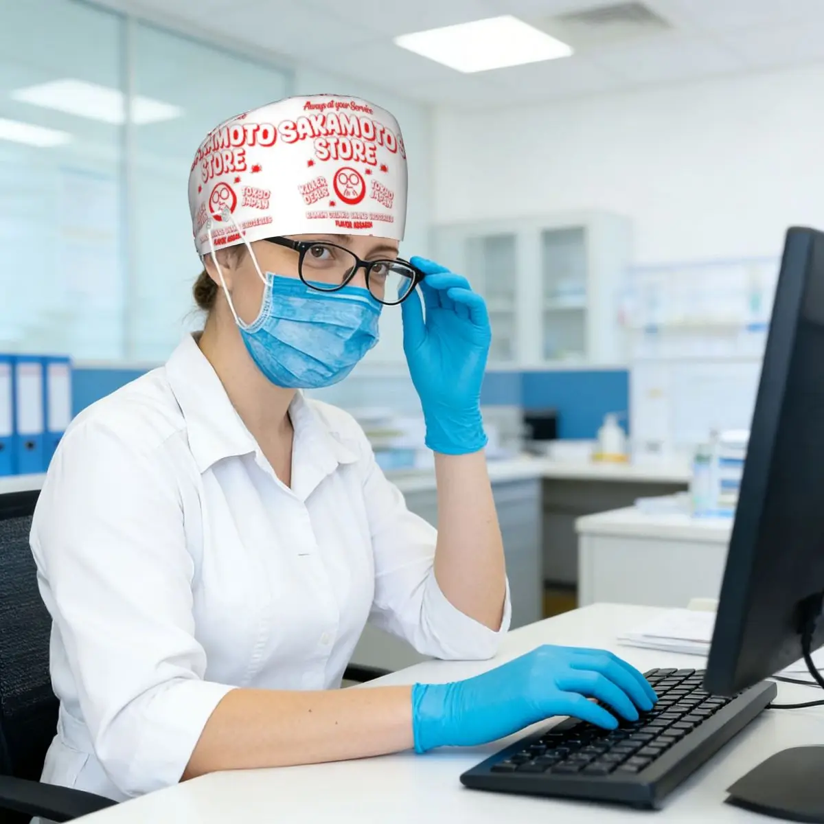 Sakamoto Days STORE Scrub Hat Doctor Working Surgical Cap Men Women Adjustable Nursing Caps for Dentist