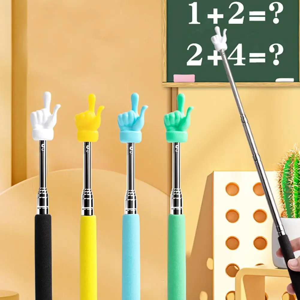 NEW High-end Retractable Teacher Pointer Colored Non-slip Handle Finger Design Stainless Steel Telescopic School Teaching Pointe