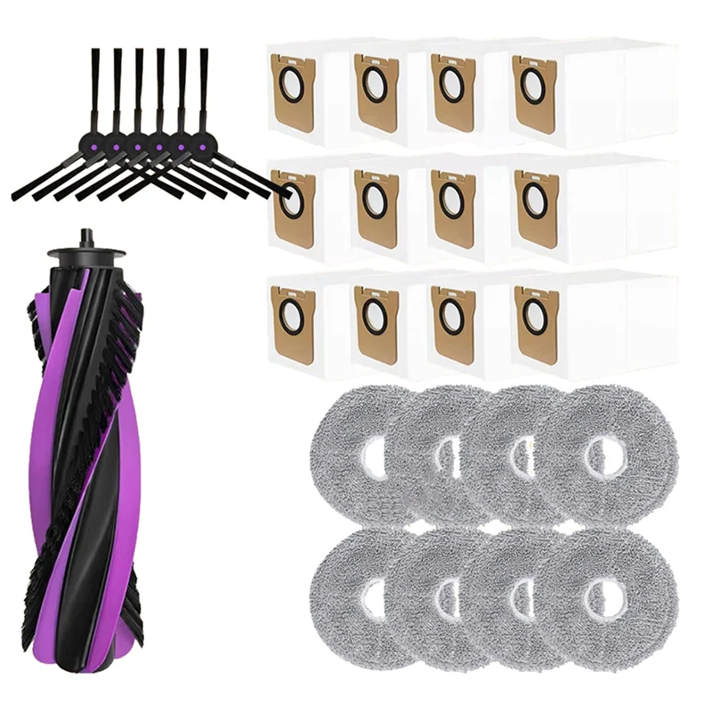 TCF-For JONR P20 PRO Vacuum Replacement Accessories:Main Roller Side Brushes Mop Cloths Pads Dust Bag
