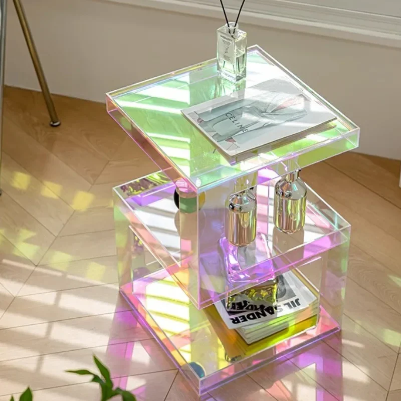 

Acrylic Sofa Side Table Bedside Cabinet Light Luxury Modern Simple Living Room Corner Table Transparent Colorful Coffee Table