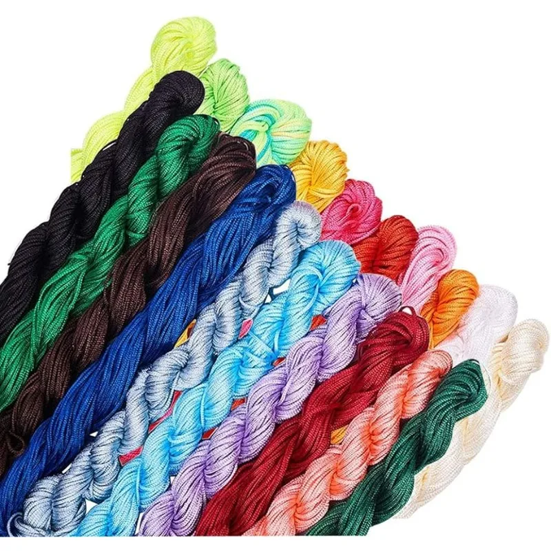 20 Colors 500 Yard Nylon Jewelry Thread Cord 1mm Shiny Silky Rattail Cord Chinese Knotting Beading Cord for DIY Jewellery Making