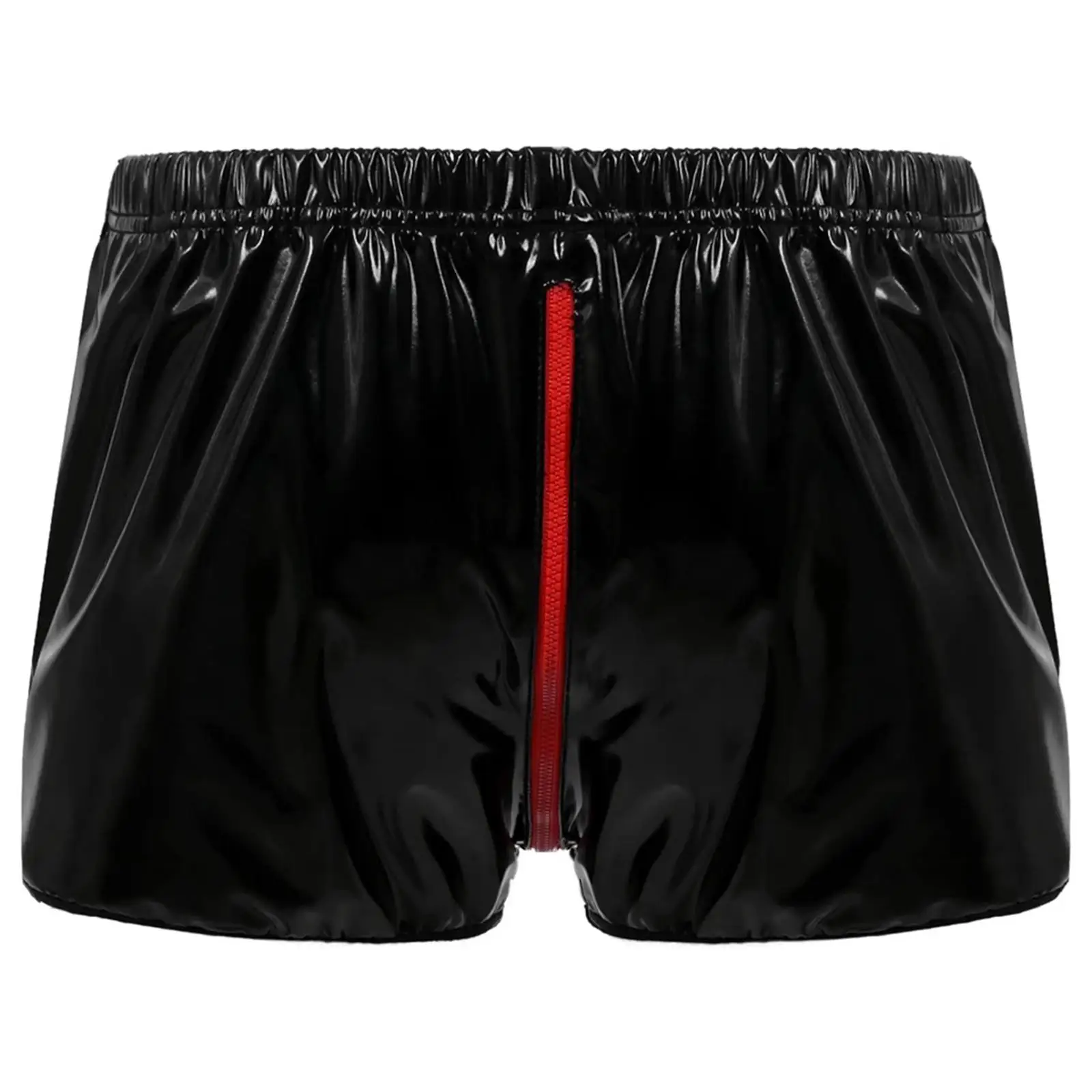 Patent Leather Panties Lingerie Mens Zipper Crotch Latex Trunks Pants