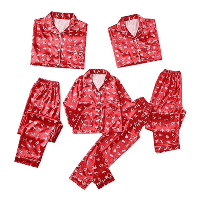 

Christmas children's pajamas parent-child clothing family matching pajamas long sleeved holiday party pajamas