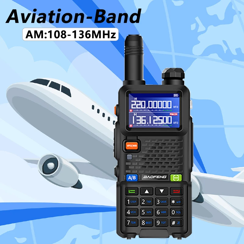 Baofeng 5RM Walkie Talkie UV-5RM Шестидиапазонная AM/FM VHF/UHF любительская радиостанция 999CH NOAA Беспроводная копия Частота дальнего действия Двусторонние радиостанции