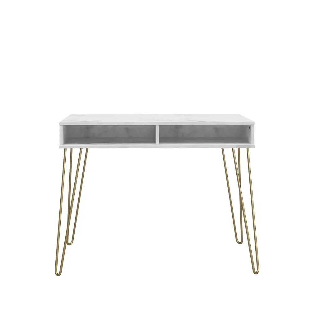 

Athena Computer Desk With Storage, White Faux Marble