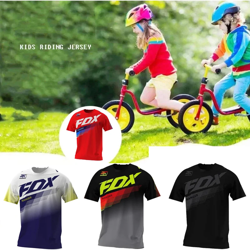 

2024 Children's Short sleeved Off road ATV Racing T-shirt AM RF Bicycle FxoDownhill Jersey Motorcycle Off road Mountain Bicycle