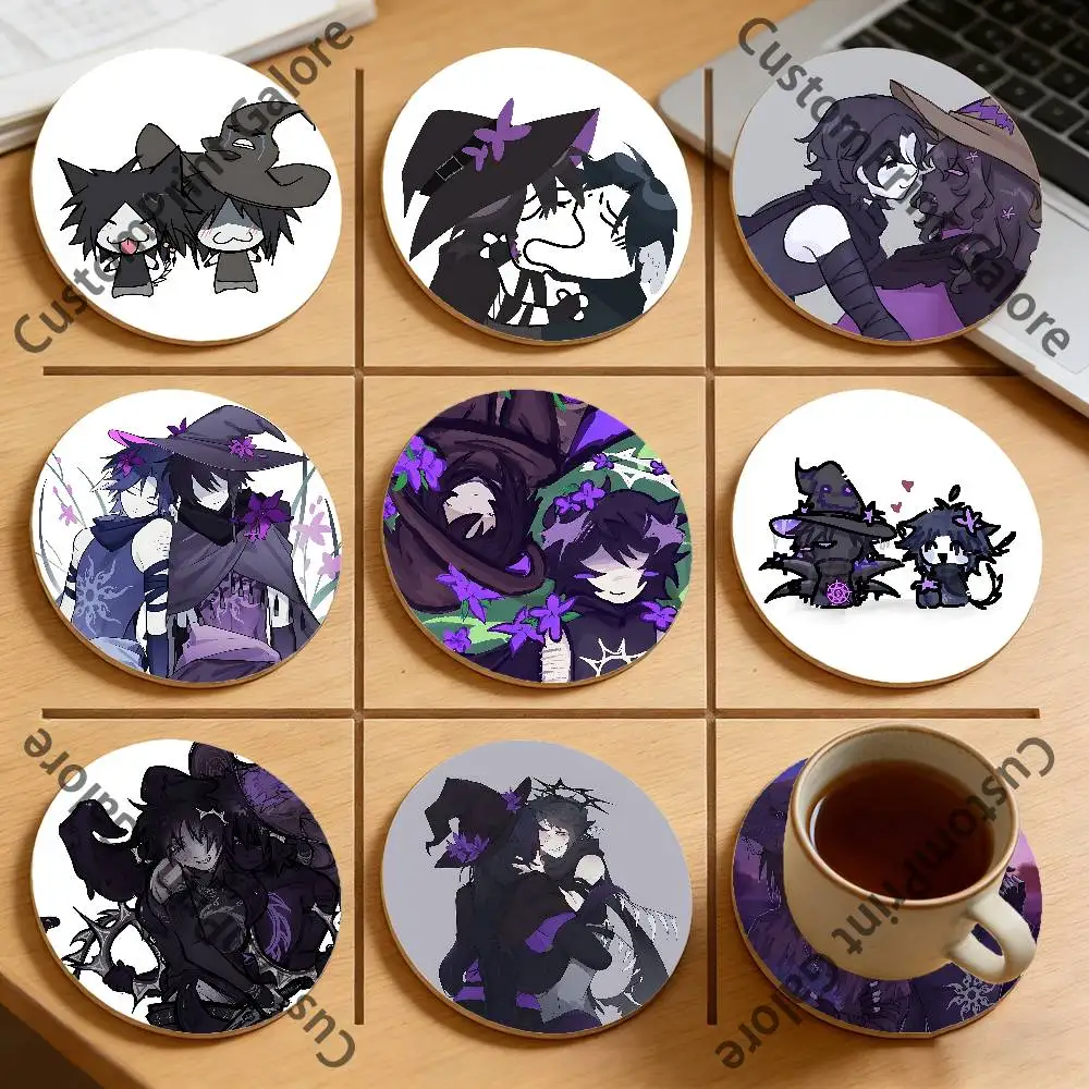 

Azuretime A-Azure T-Two T-Time Natural Pine Wood Round Coasters Non-Slip Heat-Resistant Cup Mats for Coffee Drinks