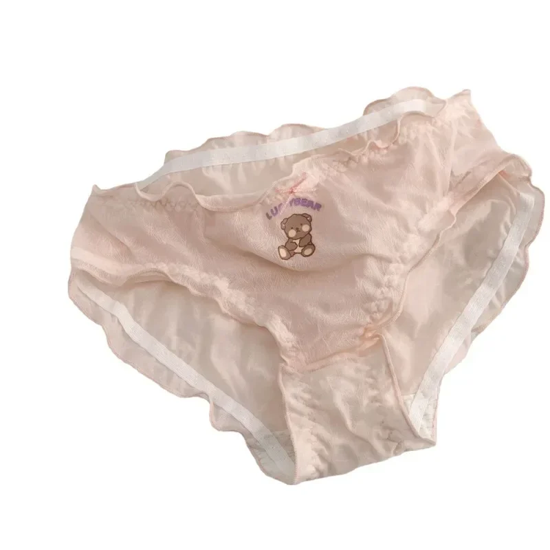 New cute bear ice silk comfortable soft girly mid-waist underwear Japanese sweet briefs hot sale