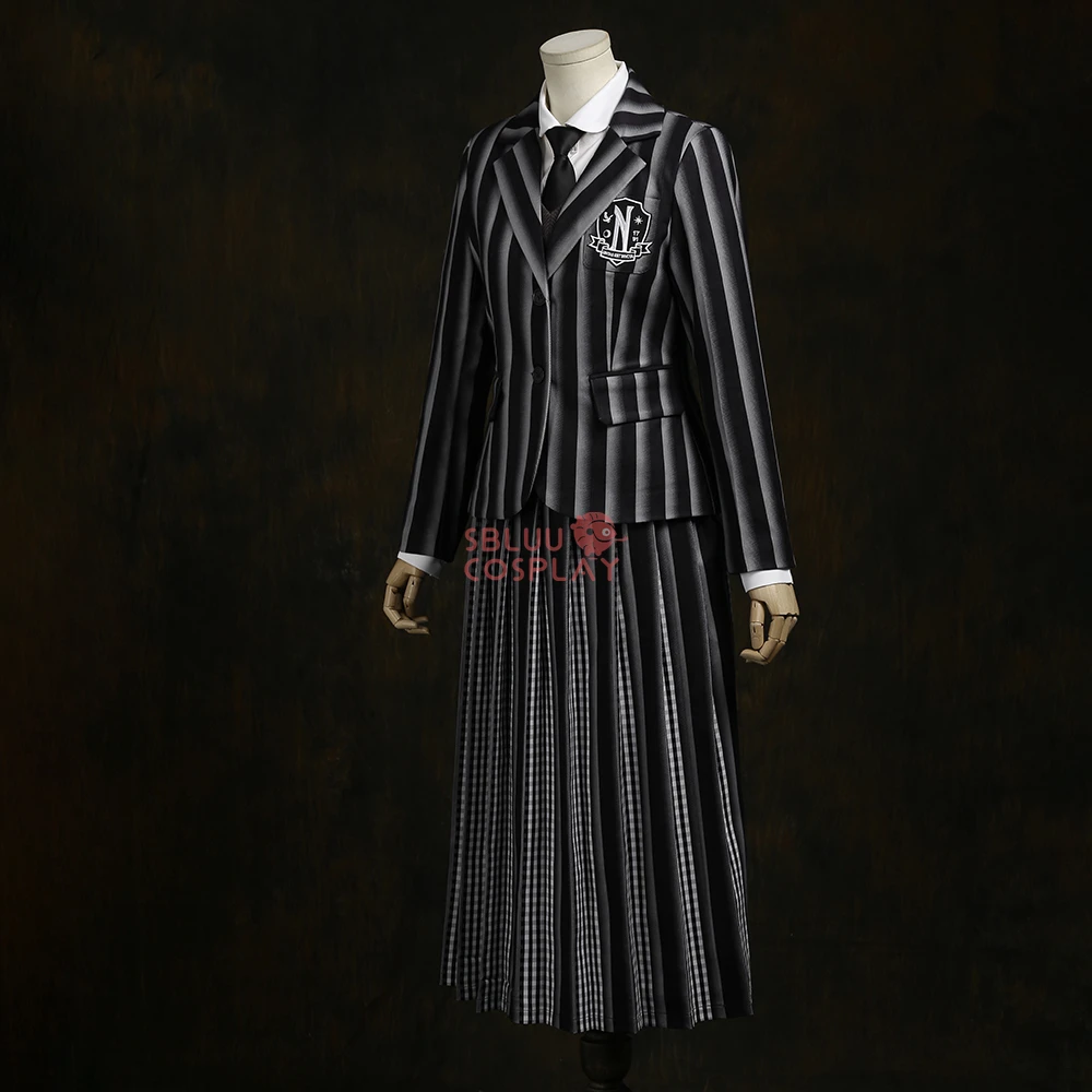 SBluuCosplay Addams تأثيري حلي التطريز R جودة الأسرة عيد ميلاد أبدا أكاديمية زي مدرسي حفلة الهالوين الزي