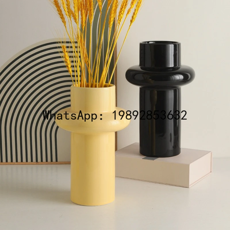 

Ceramic Vase Geometric Ring Flower Vase Flower Arrangement Accessories Ceramic Ornaments Home Decoration Vases Pots