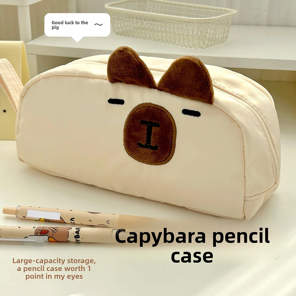 3D Animal Face Pencil Case,High Capacity Aesthetic Pen Bag,Portable Pencil Box,3 Compartment Pencil Pouch For Stationery Tools