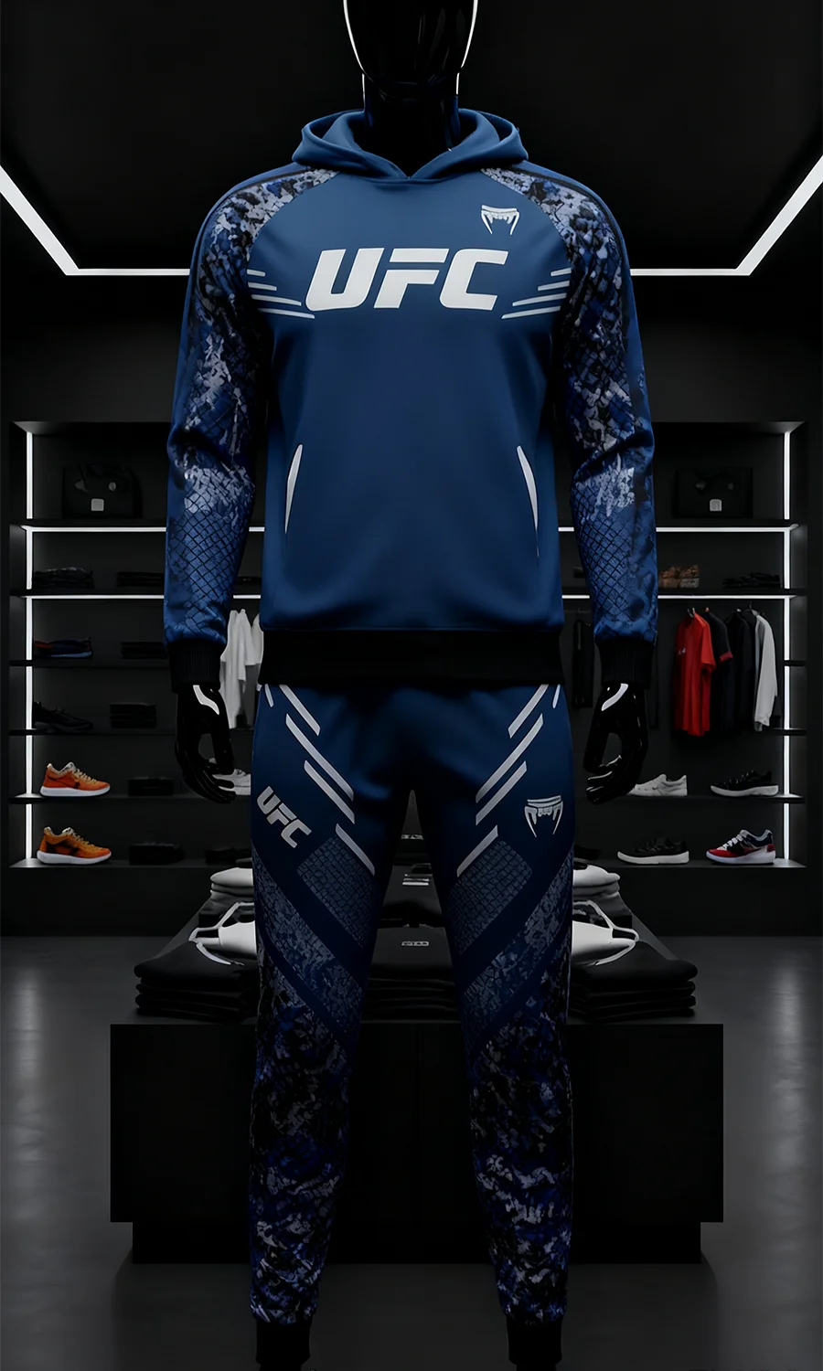 

Мужская UFC осенне-зимняя спортивная одежда для бега на открытом воздухе, фитнеса, брюки с длинными рукавами, большие темно-синие камуфляжные ММА, боксерские тренировки