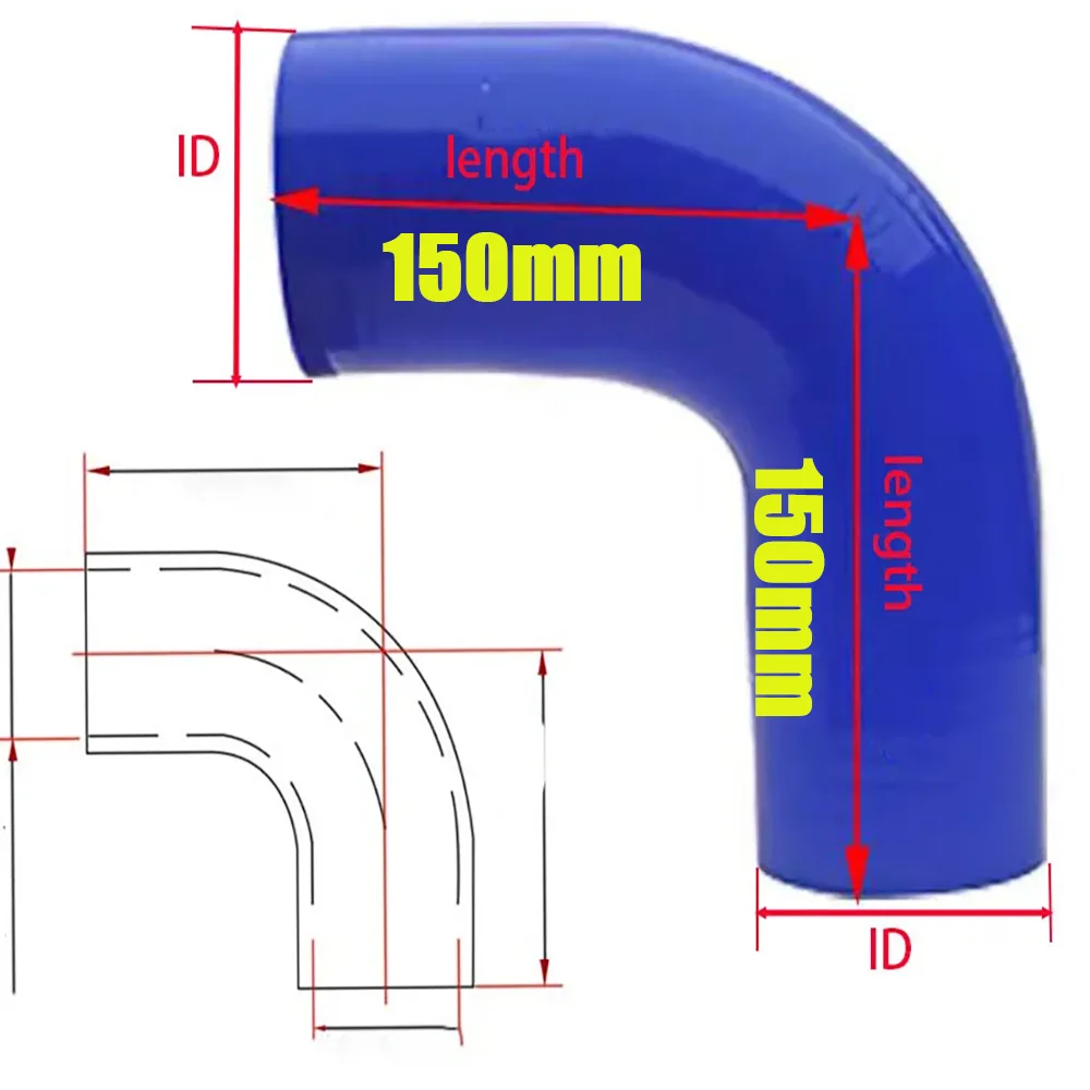 90° Turbocharger Connecting Pipe Blue 16-130mm Reducing High-Temperature Silicone Connecting Hose Intercooler Connecting Pipe