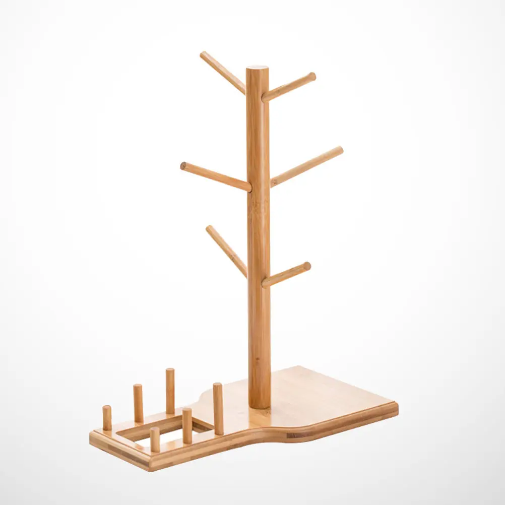 Coffee Cup Holder Rack Organizer Halloween Christmas New Year Coffee Mug Holder Stand Cup Organizer Cup Holder Mat Bamboo