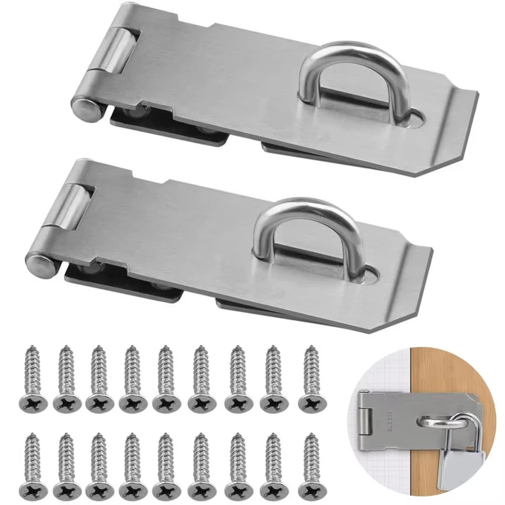 Rafford Stainless Steel Padlock Hasp 90 Degree Right Angle Door Latch Lock Heavy Duty Shed Gate Clasp Security Buckle Hardware