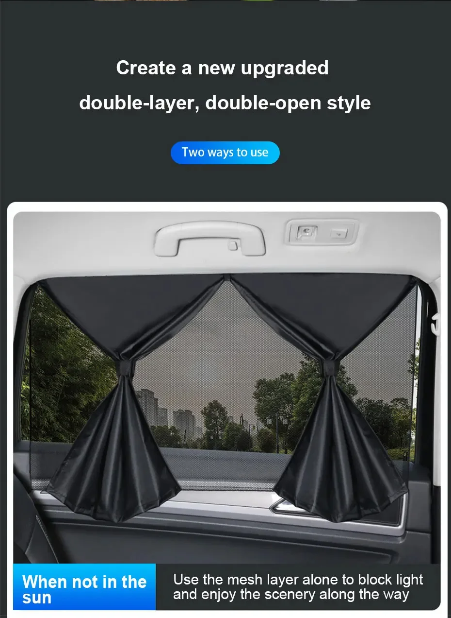 Magnetischer Auto-Seitenfenster-Sonnenschutz Atmungsaktiver Vorder-/Heckscheiben-Sonnenschutz für UV-Schutz Wärmeisolierung Privatsphäre Sonnenvorhang – Detail 2