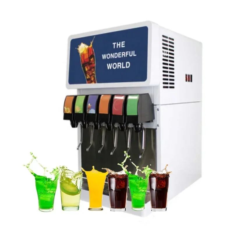 Commercial 6-valve soda fountain beverage dispenser Coke machine with restaurant cooling system