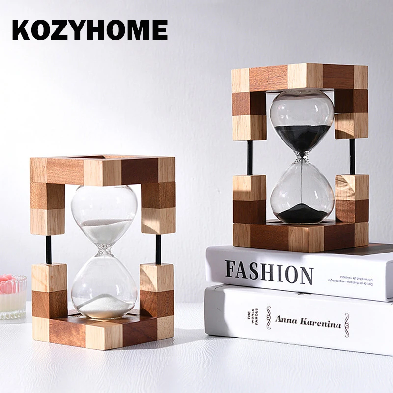 

KOZYHOME Wooden Hourglass 30min Sand Timer Office Desktop Ornaments Sandglass Sand Clock for Kitchen Yoga Christmas Gift Present